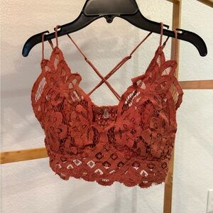 Free People Mauve Lace Bralette, Size M with adjustable straps